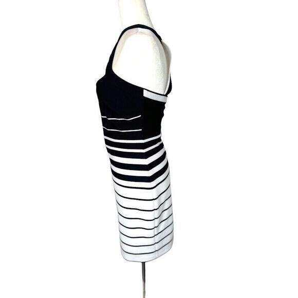 Guess Los Angeles USA Halter Striped Mini Dress Size 6 Open Back Black White - Picture 2 of 8